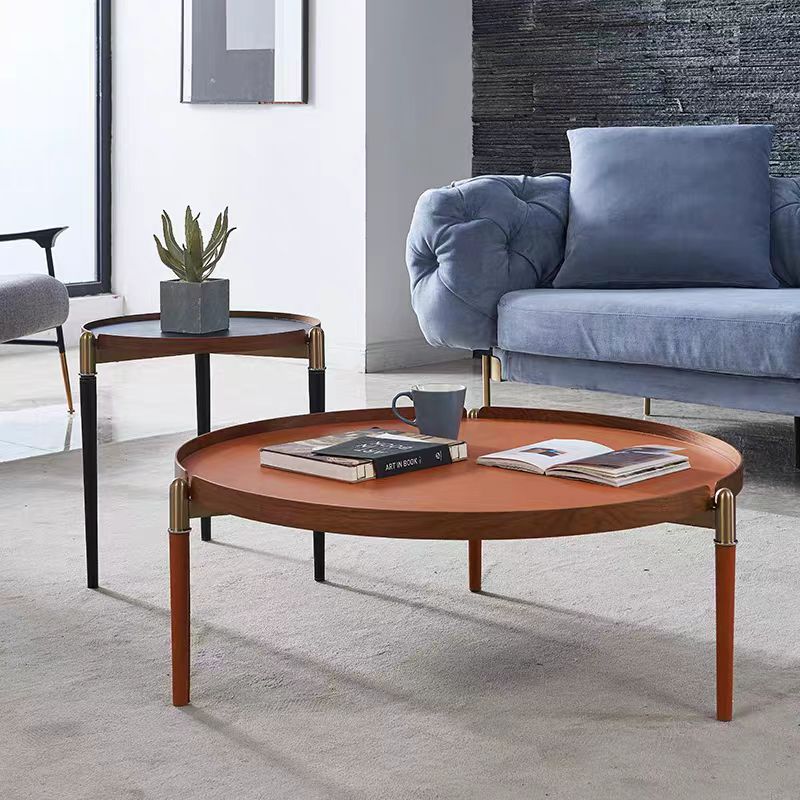 Gaoliang coffee table modern nesting metal leather round (KF229)