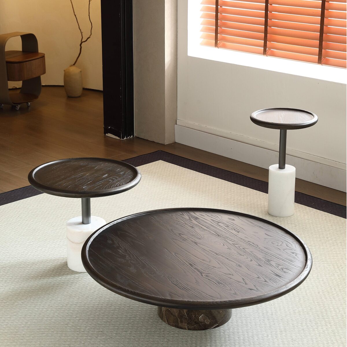 Gaoliang Coffee Table Set Wooden Round OEM/ODM(KF49)