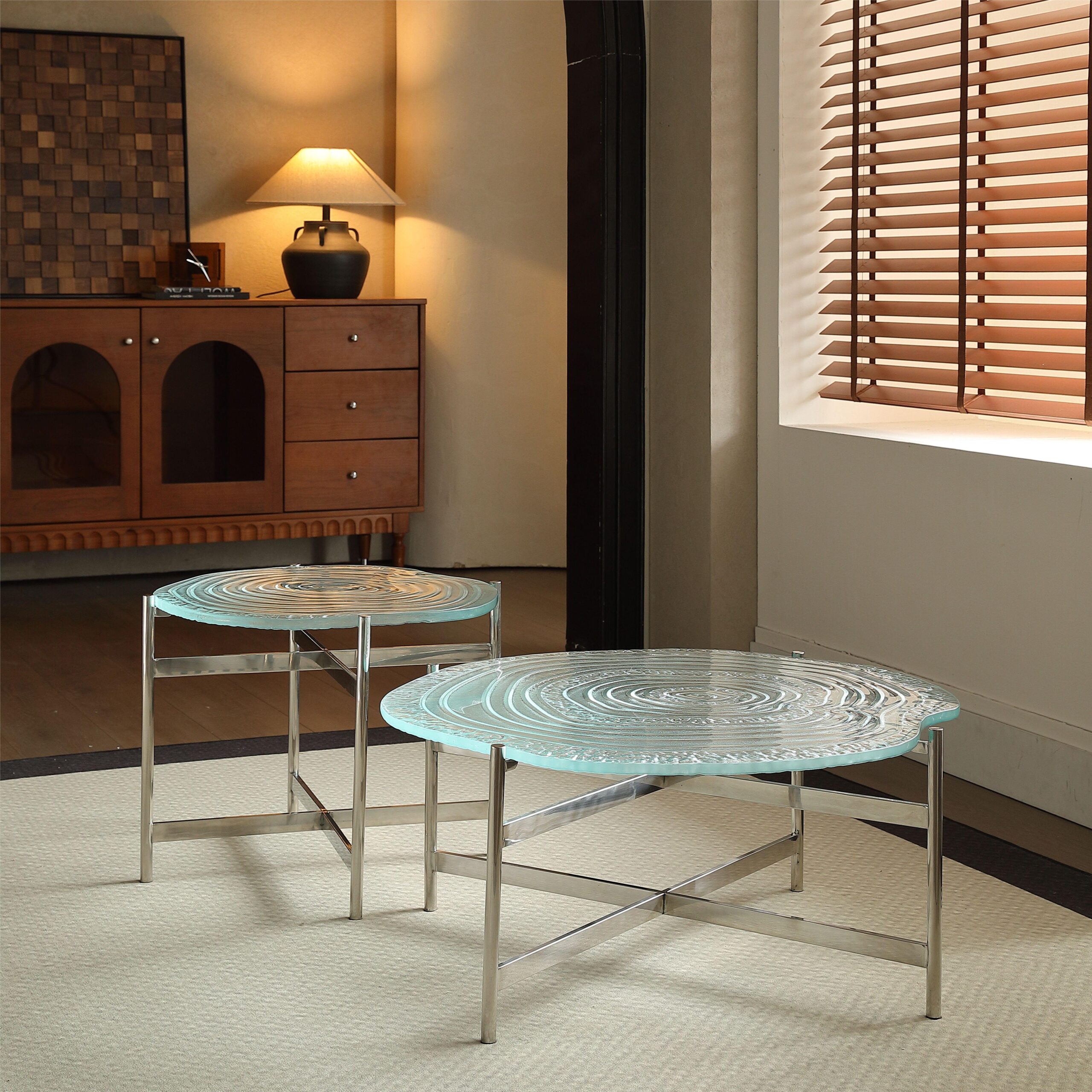 Gaoliang Coffee Table Set Tempered Glass Round(KF51)
