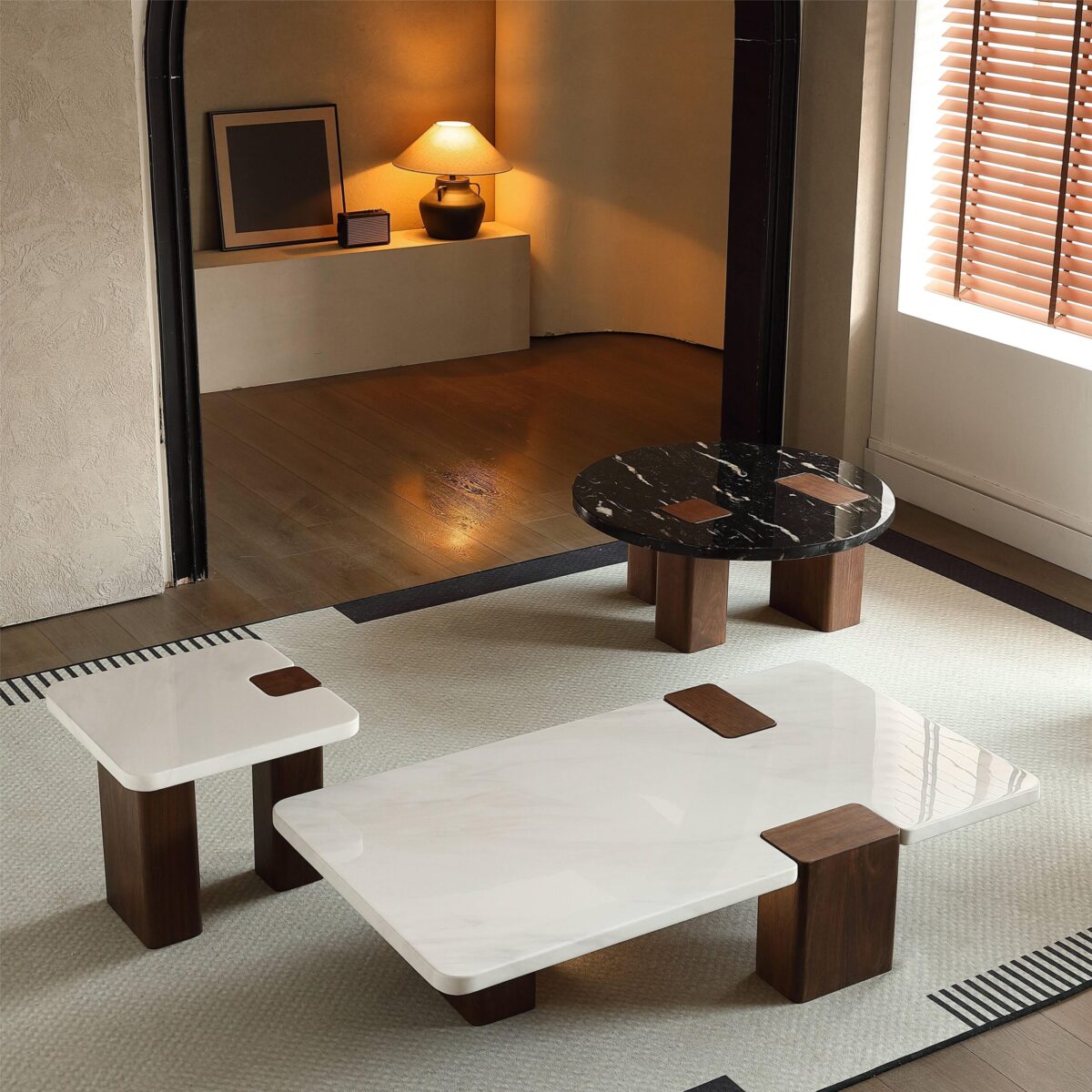Gaoliang Coffee Table set Square Marble Stone (KF53)
