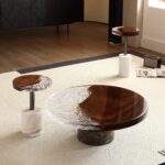 Gaoliang epoxy coffee table set round wooden OEM/ODM(KF54)