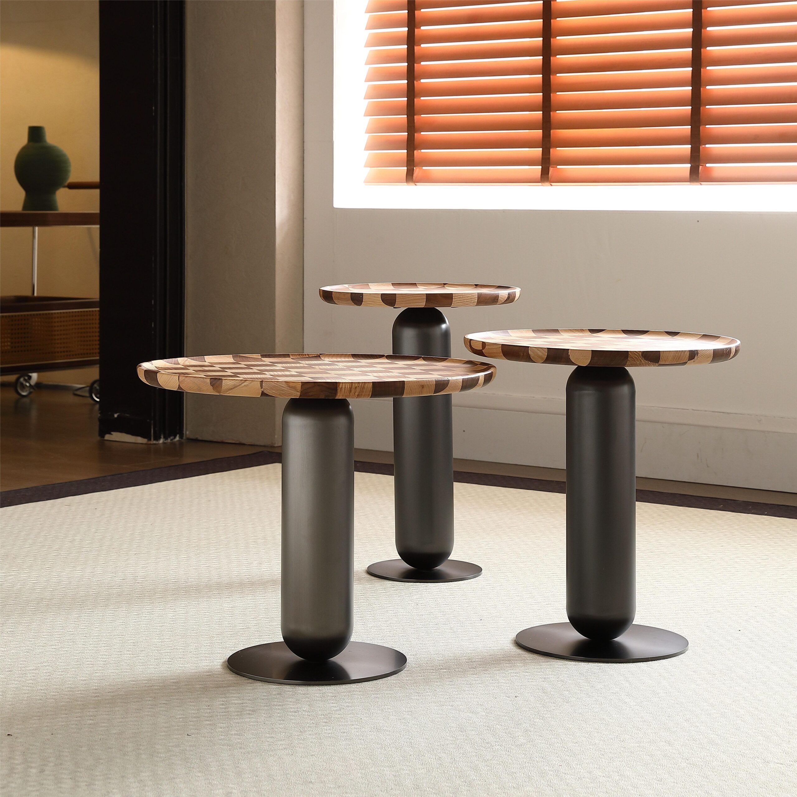 Gaoliang Coffee Table set Modern Wooden Round (KF57)