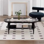 Gaoliang coffee table wooden glass (KF72)