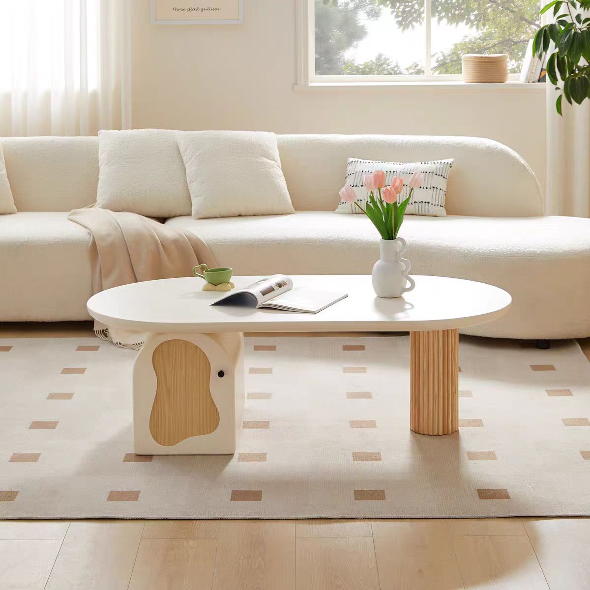 Gaoliang coffee table cream wooden (KF79)