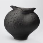 Gaoliang Ceramic Vase Modern Black Embossed Clay Home Decor OEM/ODM (CML14)