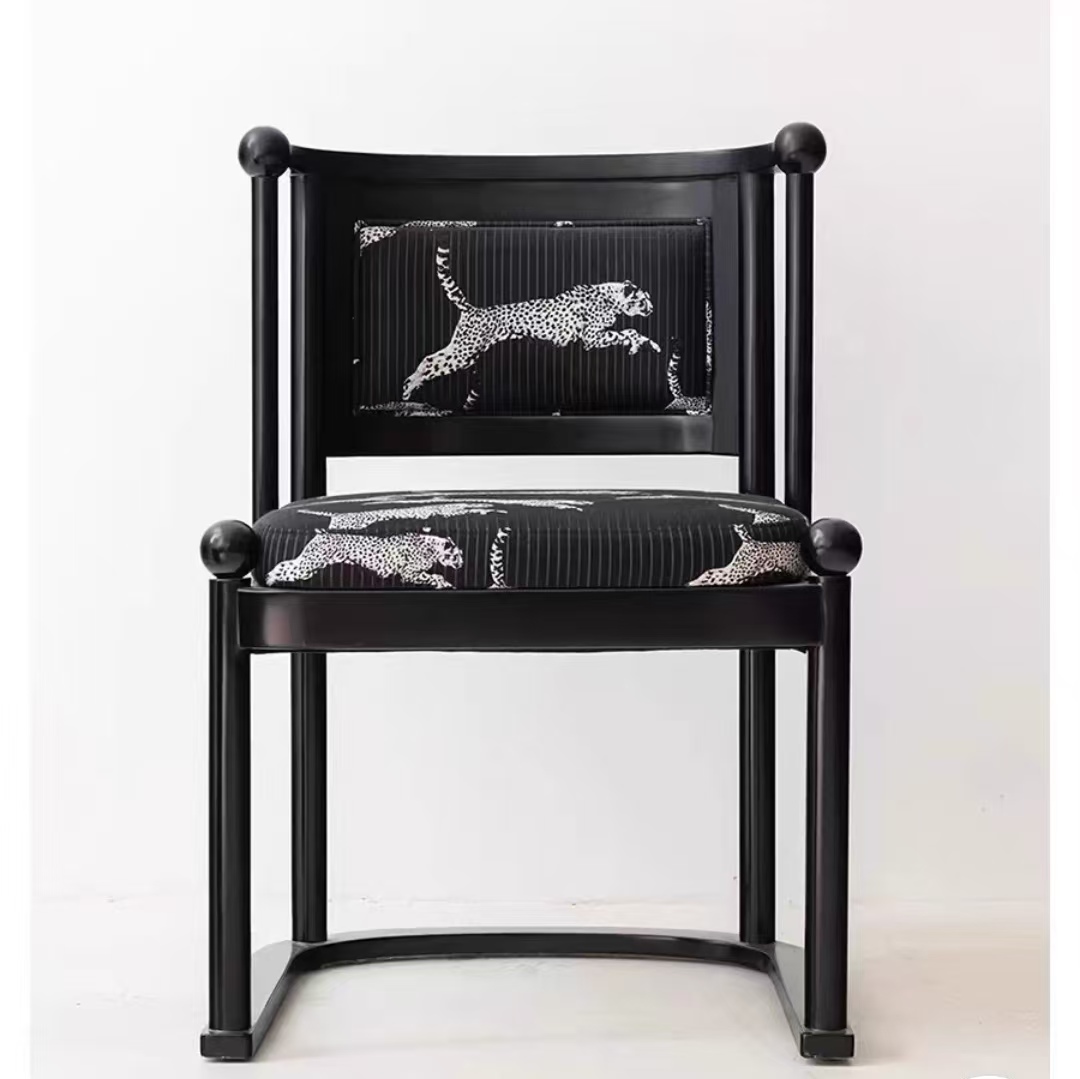 Gaoliang dining chair leopard accent wood frame OEM/ODM(YZ01)