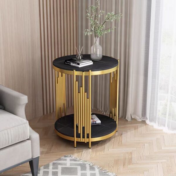 Gaoliang Side Table Double Deck Round Stone Table OEM/ODM (BJ05)