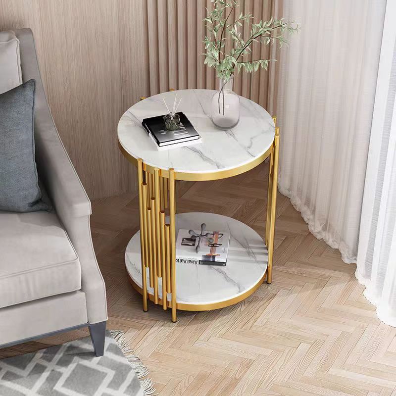 Gaoliang Side Table Double Deck Round Stone Table OEM/ODM (BJ05)