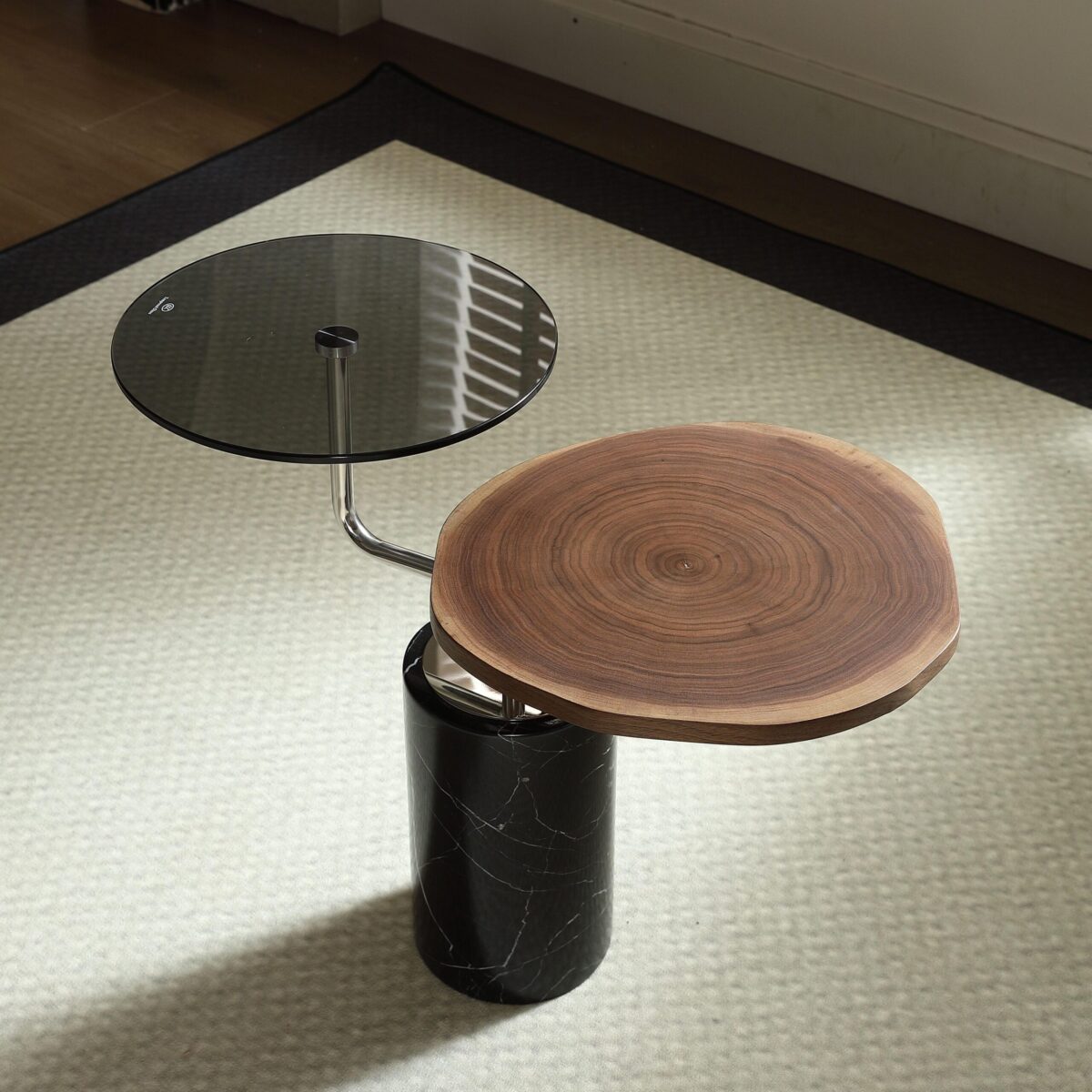 Gaoliang Side Table Italian Antique Glass Wooden Round Table OEM/ODM (BJ16)
