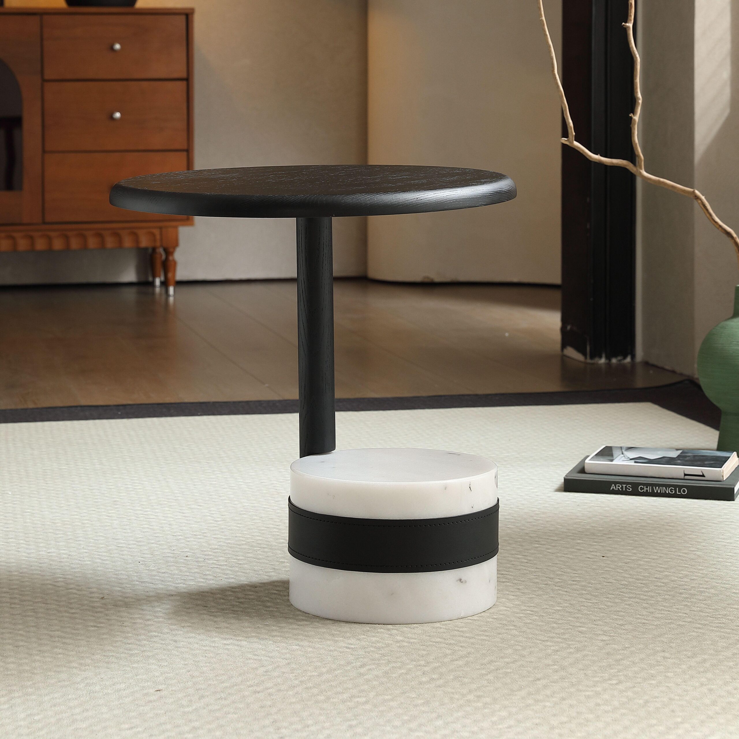 Gaoliang Side Table Modern Light Luxury Wooden Round Table OEM/ODM(BJ21)