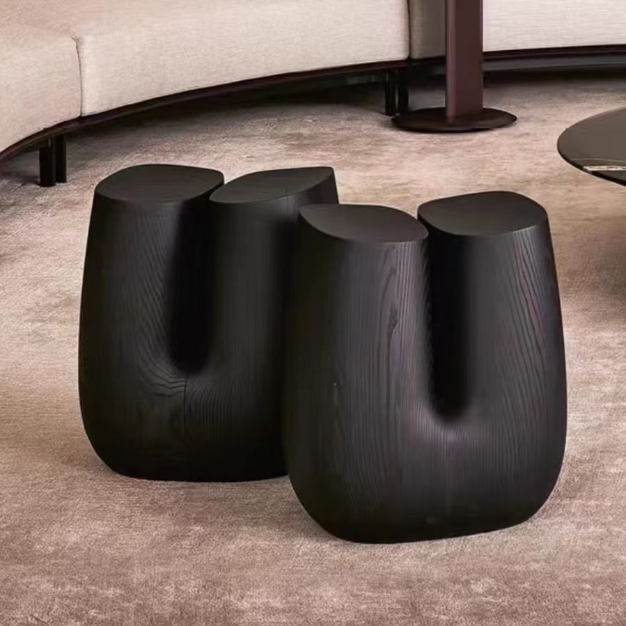 Gaoliang Side Table Wabi Sabi Wooden U-shape Stool Table OEM/ODM(BJ24)
