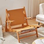 Gaoliang Accent Chair Solid Wood Leather Vintage Style OEM/ODM (DY46)
