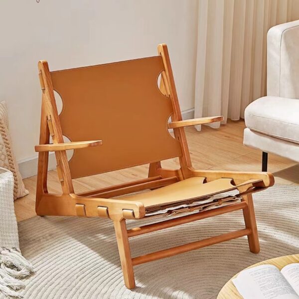 Gaoliang Accent Chair Solid Wood Leather Vintage Style OEM/ODM (DY46)