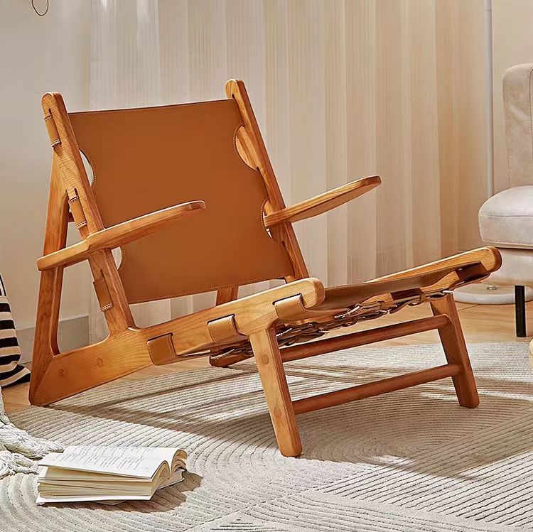 Gaoliang Accent Chair Solid Wood Leather Vintage Style OEM/ODM (DY46)