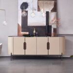 Gaoliang Sideboard Cabinet Saddle Leather Stone Top OEM/ODM(GZ106)