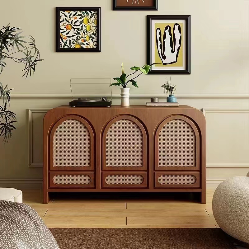 Gaoliang Sideboard Cabinet Solid Wood Rattan OEM/ODM(GZ63)