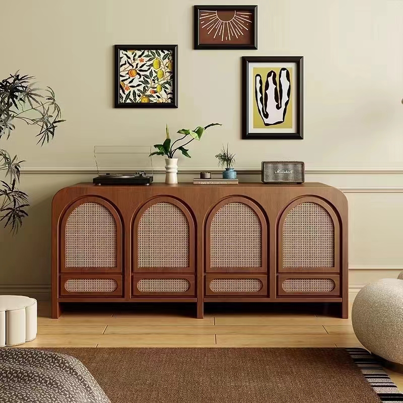 Gaoliang Sideboard Cabinet Solid Wood Rattan OEM/ODM(GZ63)