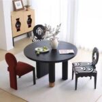 Dining Table Medieval Style Round Black Wood OEM/ODM (CZ07)
