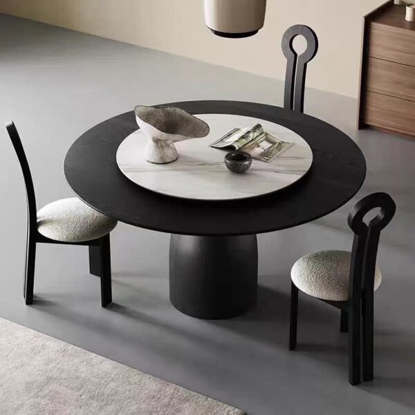 Gaoliang Dining Table Solid Wood Round Stone Turntable OEM/ODM(CZ10)