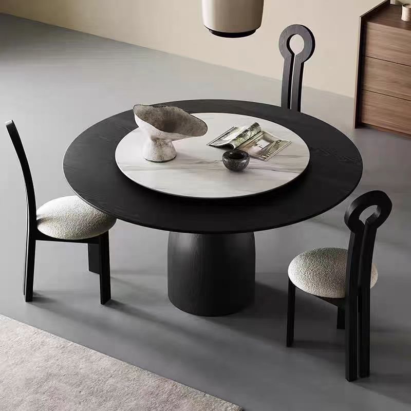 Gaoliang Dining Table Solid Wood Round Stone Turntable OEM/ODM(CZ10)