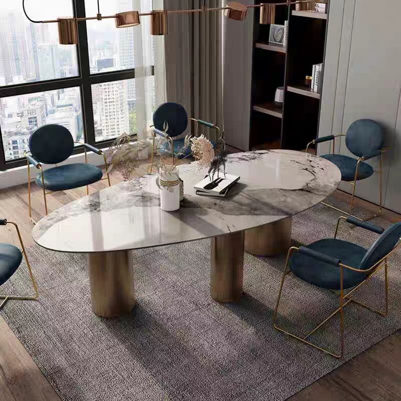 Dining Table Modern Luxury Italian Gold Legs OEM/ODM (CZ98)