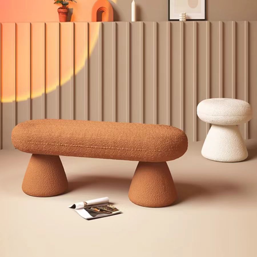 Gaoliang shoe changing stool modern cream lamb velvet End Of Bed Bench OEM/ODM (DZ03)