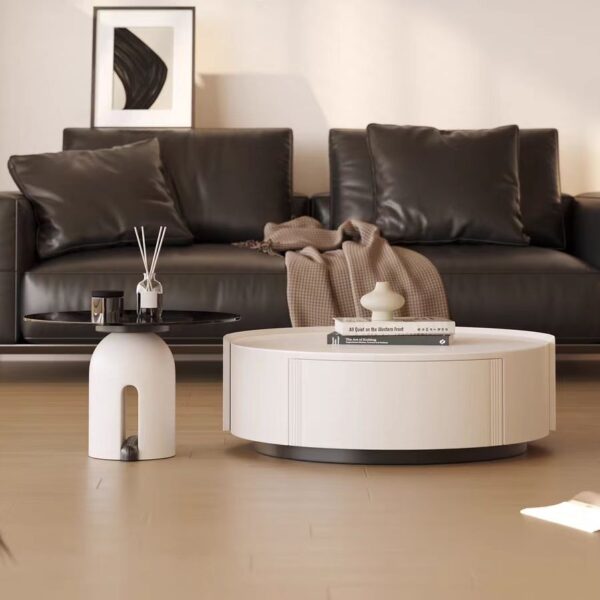 Gaoliang Coffee Table Storage Round Glass Side Table OEM/ODM (KF159)