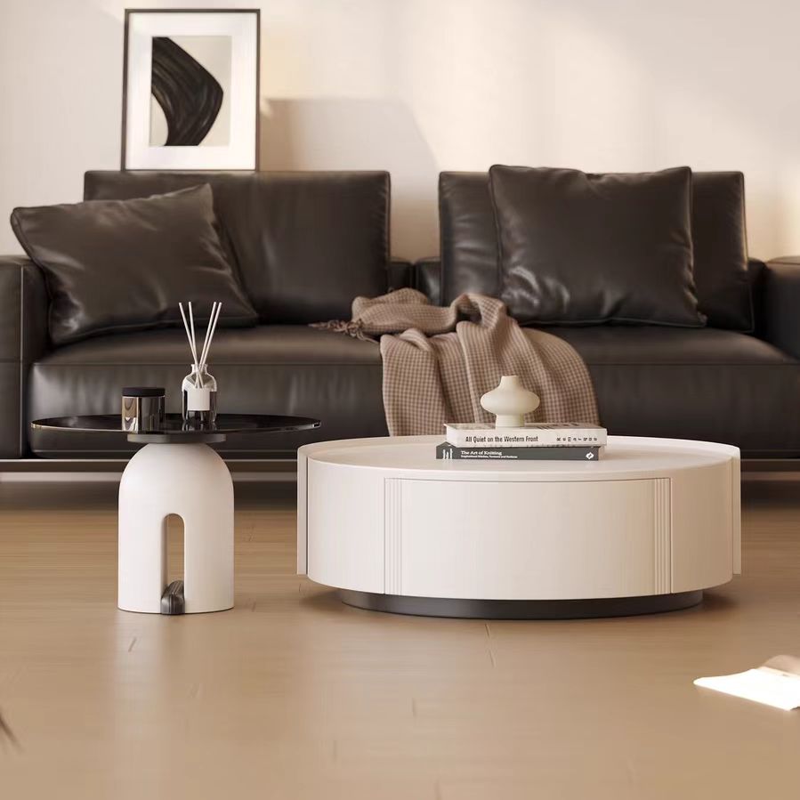 Gaoliang Coffee Table Storage Round Glass Side Table OEM/ODM (KF159)
