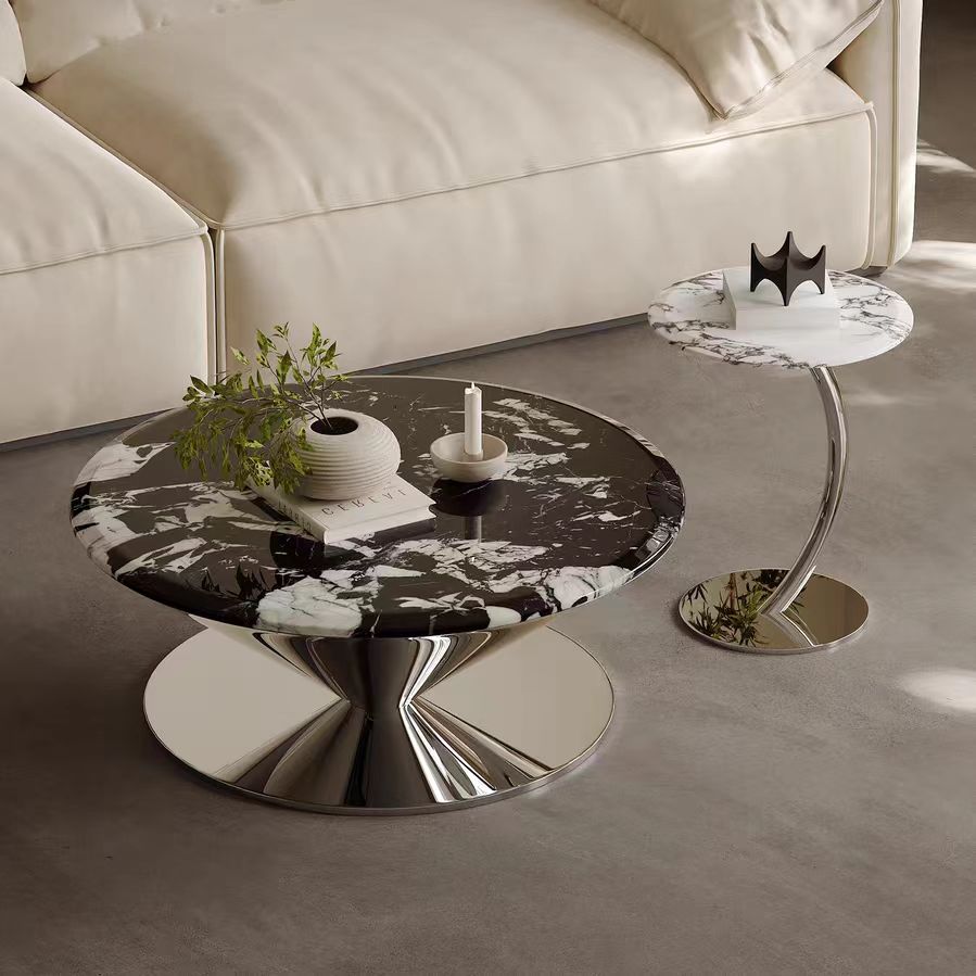 Gaoliang coffee table round stone top OEM/ODM (KF178)