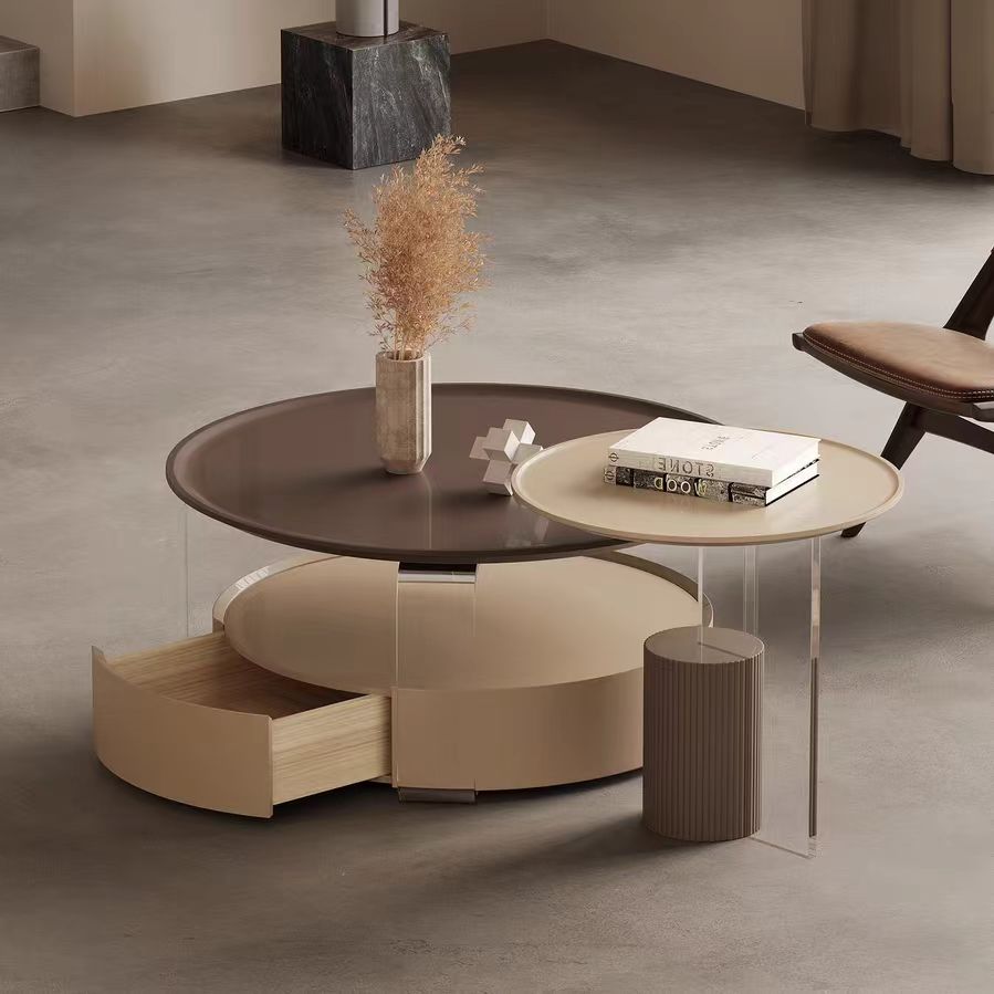Gaoliang coffee table Modern Round Drawer OEM/ODM (KF198)