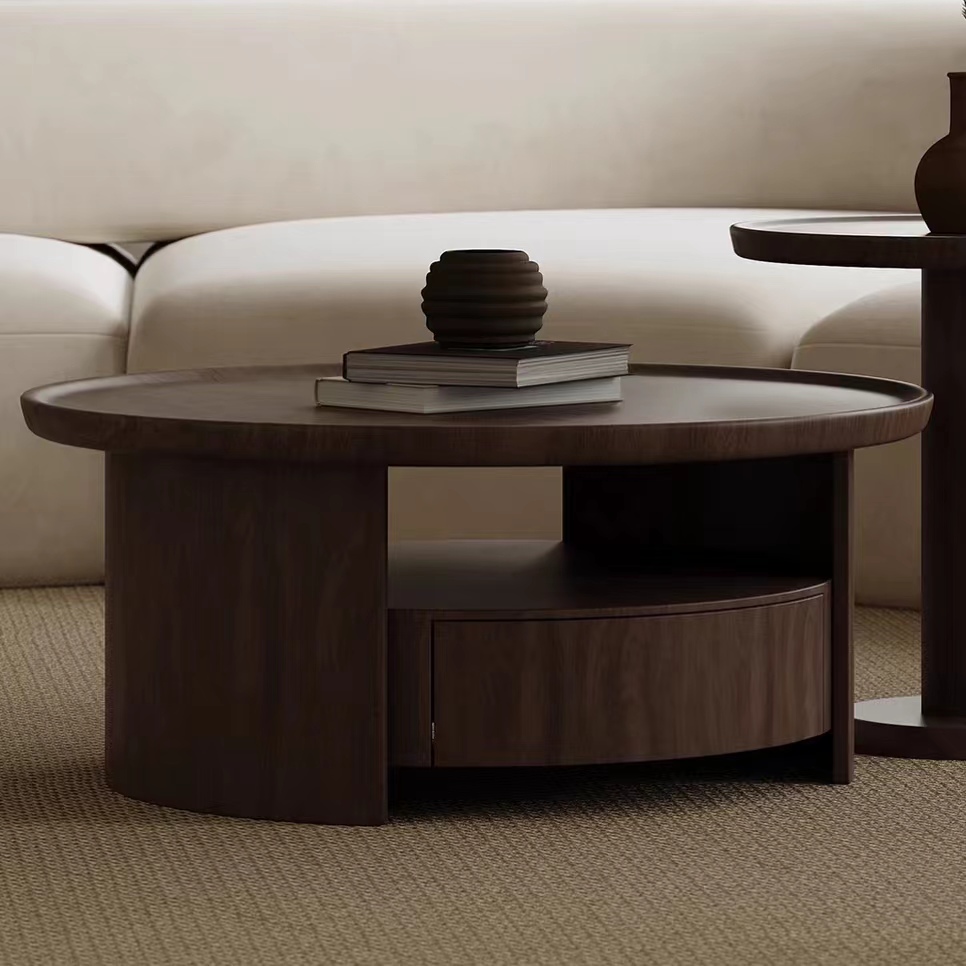Gaoliang coffee table wooden round storage OEM/ODM (KF246)