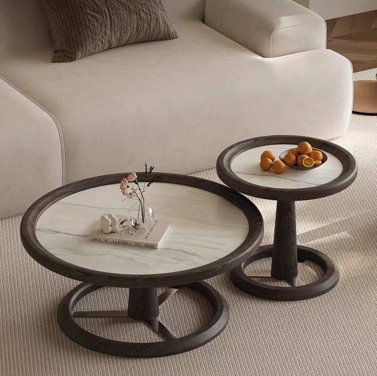 Gaoliang coffee table modern round stone top OEM/ODM (KF281)