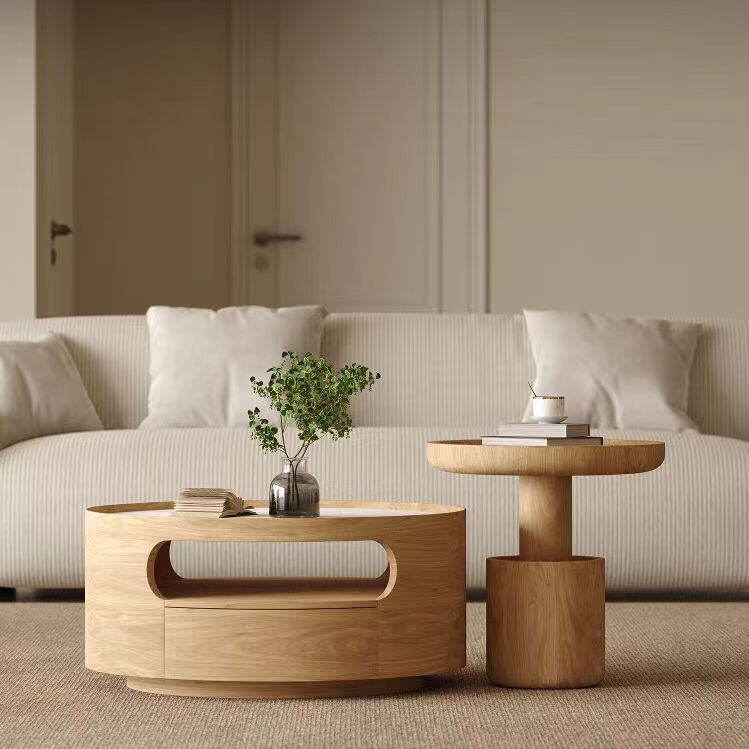 Gaoliang coffee table log color stone top round OEM/ODM (KF76)