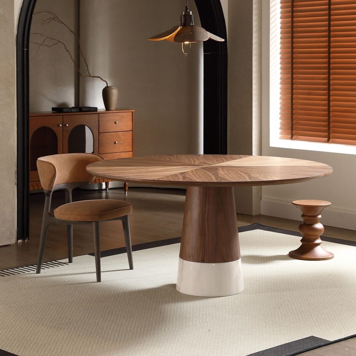 dining table modern creative solid wood round OEM/ODM