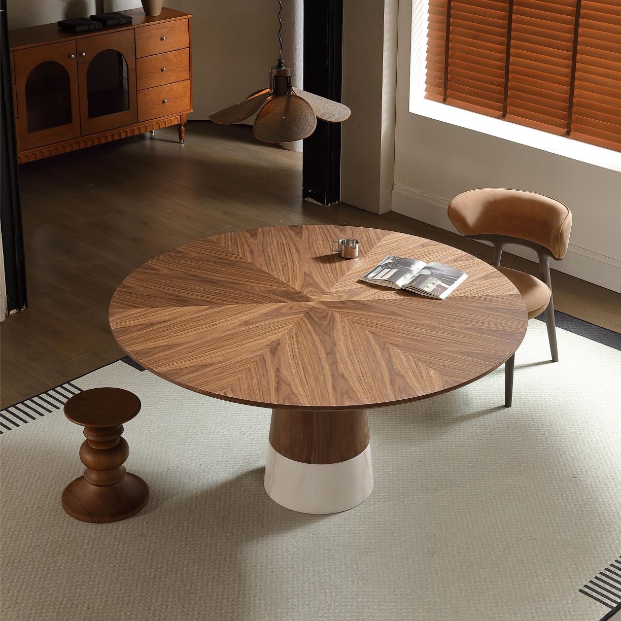 dining table modern creative solid wood round OEM/ODM