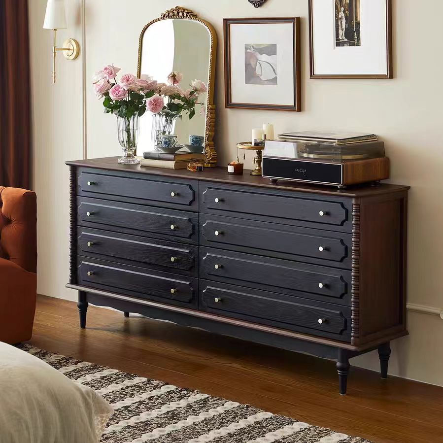 Gaoliang Sideboard Cabinet American Retro Eight-drawer Solid Wood OEM/ODM (GZ140)