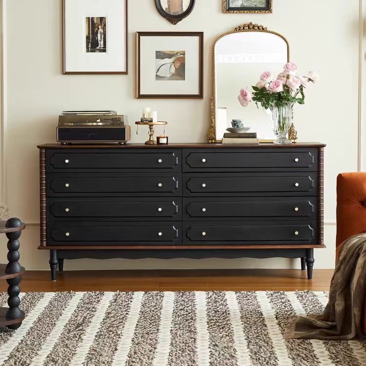 Gaoliang Sideboard Cabinet American Retro Eight-drawer Solid Wood OEM/ODM (GZ140)