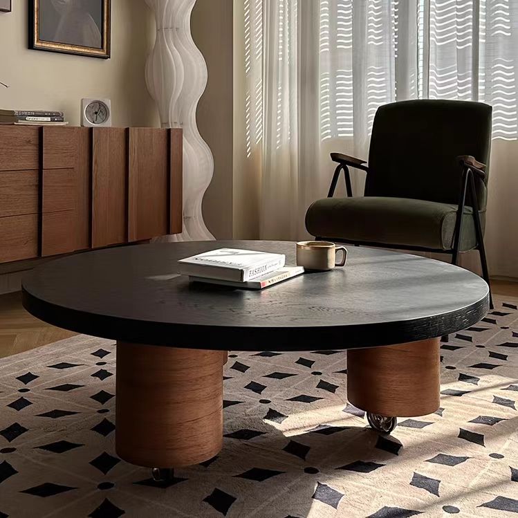 Gaoliang Coffee Table With Wheels Round Vintage OEM/ODM (KF288)