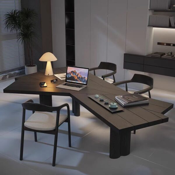Gaoliang Office Desk Modern Light Luxury Irregular Solid Wood OEM/ODM (SZ12)