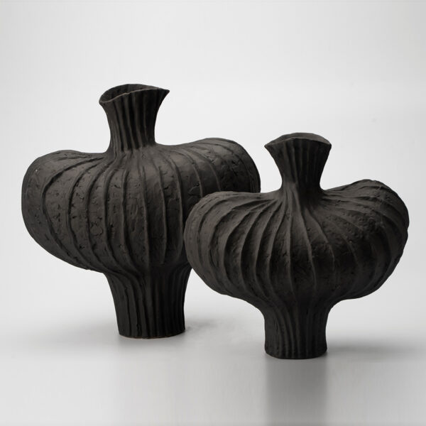 Gaoliang Ceramic Vases Modern Black Irregular Shape Flower Vases (CML287)