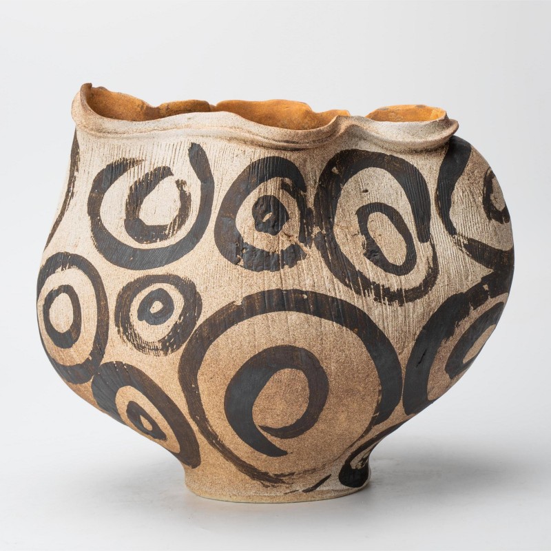Gaoliang Ceramic Vase Striped Handcrafted Bubble Glaze Ceramic OEM/ODM (CML23)