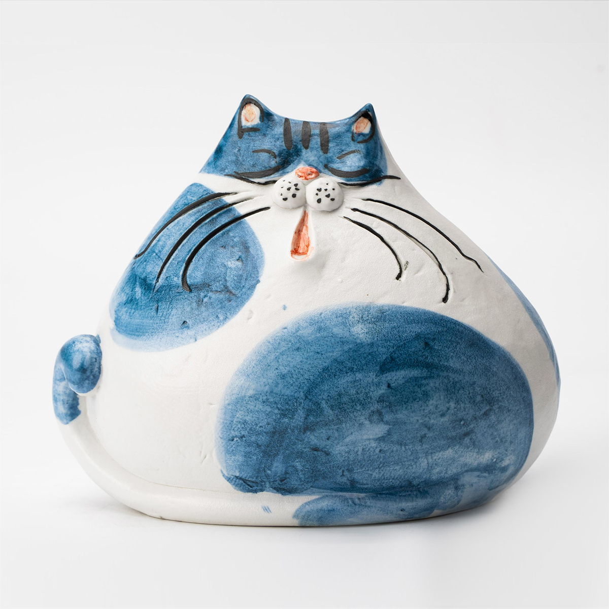 Gaoliang Ceramic Sculpture Handcrafted Cat Pottery For Home Decor (CMS35)