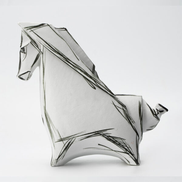 Gaoliang Ceramic Sculpture Black White Horse Accessories (CMS58)
