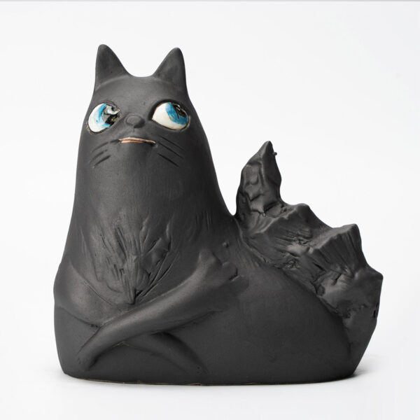 Gaoliang Ceramic Sculpture Contemporary Black Cat Ceramic Statue (CMS67)