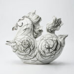 Gaoliang Ceramic Sculpture Striped Pottery For Entryway Casual Decor (CMS69)
