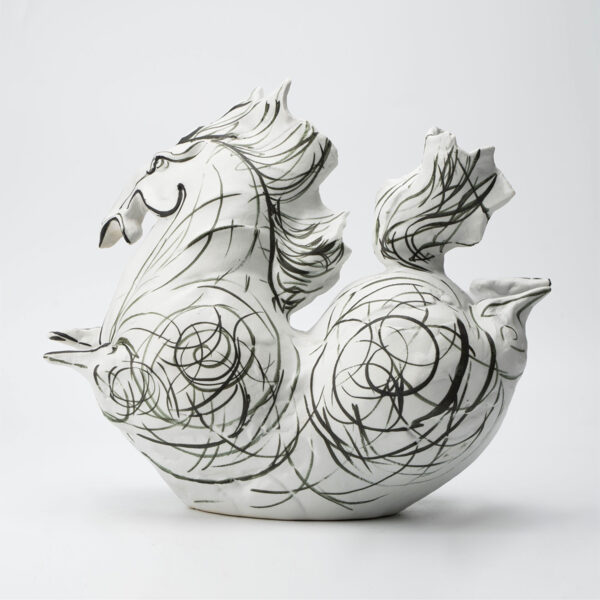 Gaoliang Ceramic Sculpture Striped Pottery For Entryway Casual Decor (CMS69)