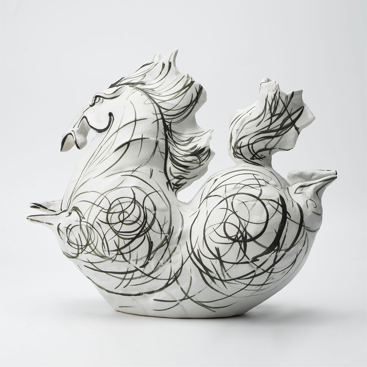 Gaoliang Ceramic Sculpture Striped Pottery For Entryway Casual Decor (CMS69)