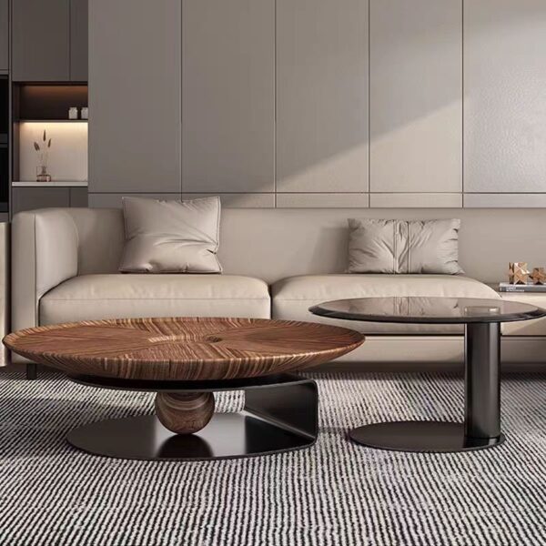 Gaoliang Coffee Table Set Round wooden And Glass OEM/ODM (KF194)