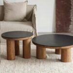 Gaoliang Pine Wood Coffee Table Round Japanese Style OEM/ODM (KF305)