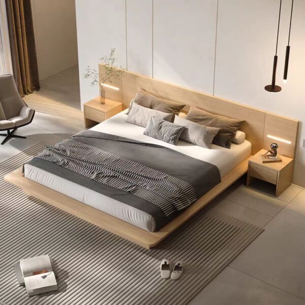 Bed Minimalist Wooden with Storage OEM/ODM (MC03)